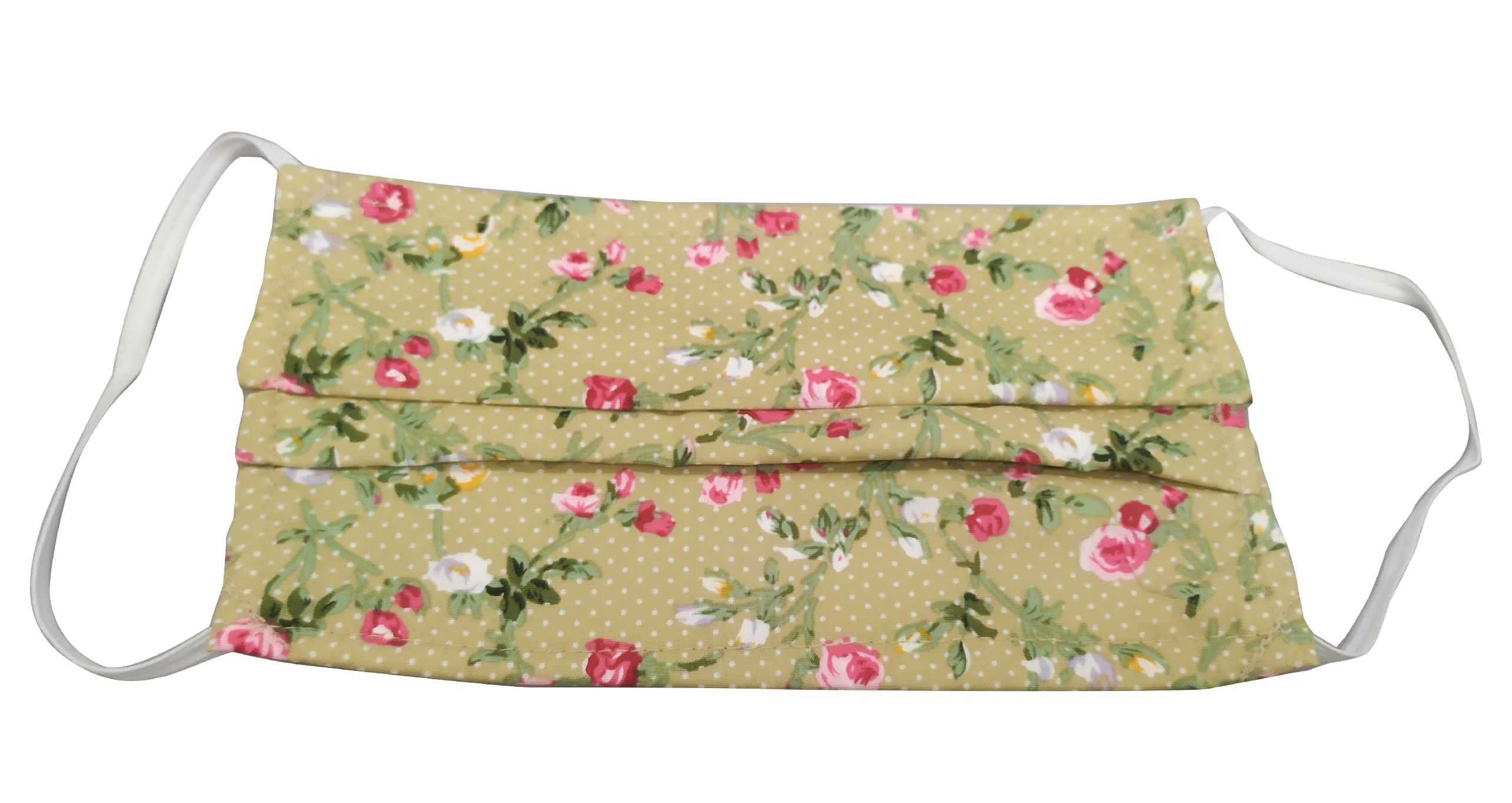 Adult Beige Fabric Mask with Flowers with Petechiae and Elastic 100%Cotton 1pcs Cotton Multipurpose Controlled